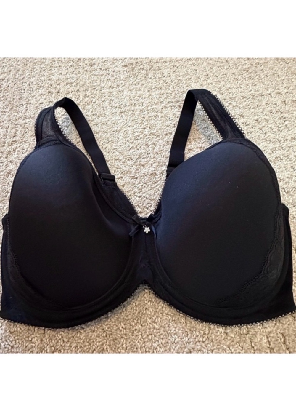 Wacoal Black Bra Sz 34DDD Push Up Padded Plunge Sexy Full Coverage Underwire